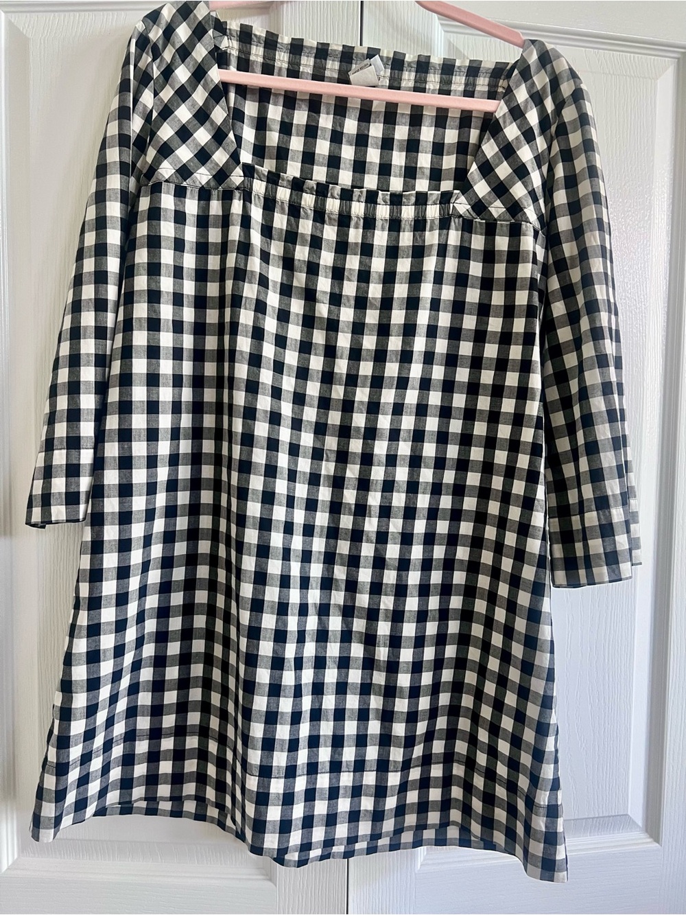 Black and White Gingham Square-Neck Dress Malia Mills Small
